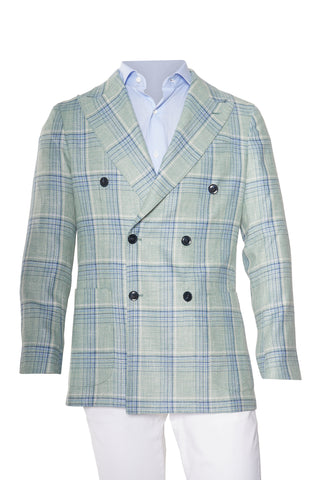 Sartorio Double-Breasted Plaid Virgin Wool-Silk Sport Jacket