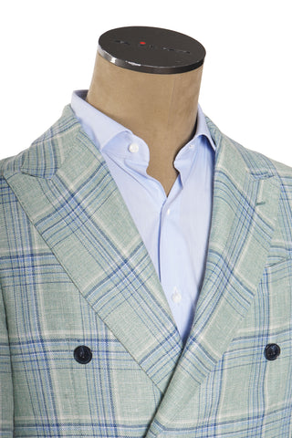 Sartorio Double-Breasted Plaid Virgin Wool-Silk Sport Jacket