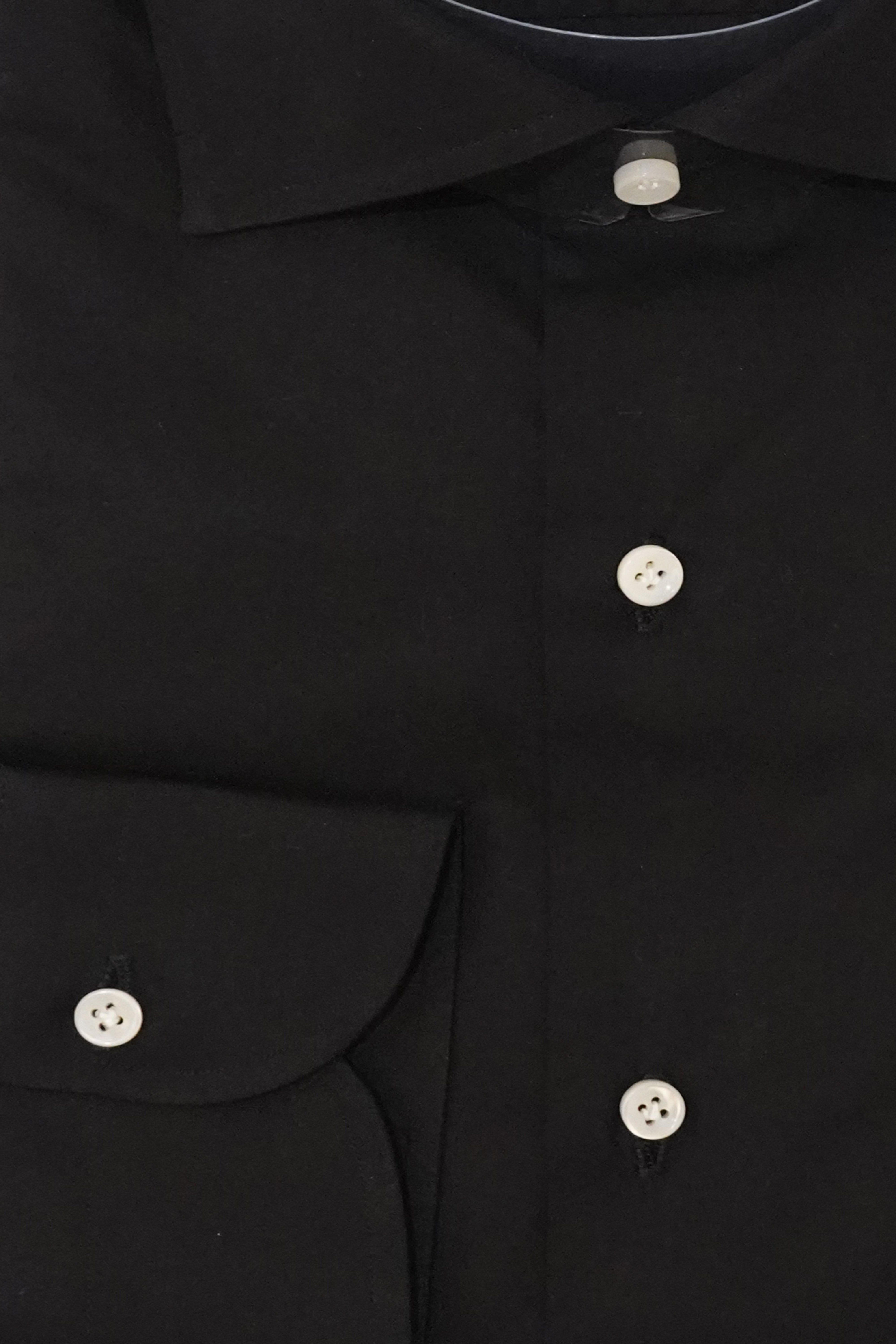 black buttons for dress shirt Sartorio Solid Cotton Dress Shirt Black / 42 cm / 16½ in