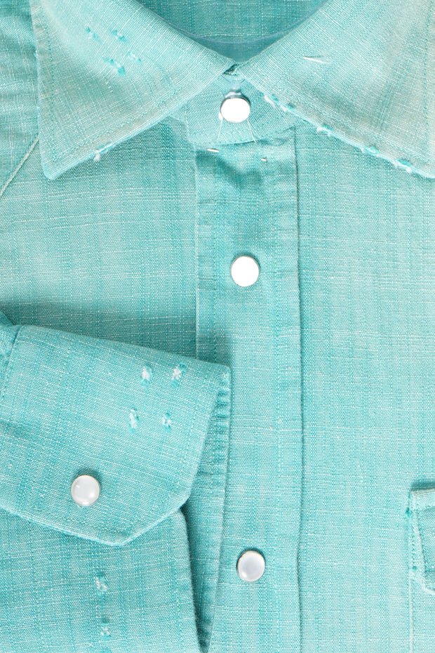 Sartorio Solid Denim Snap Button Cotton Shirt