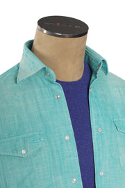 Sartorio Solid Denim Snap Button Cotton Shirt