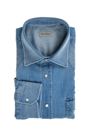 Sartorio Denim Snap Button Cotton Shirt