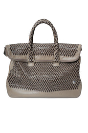 Tardini Woven Full-Grain Calfskin-Alligator Leather Briefcase Bag