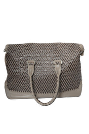Tardini Woven Full-Grain Calfskin-Alligator Leather Briefcase Bag