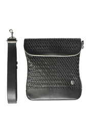 Tardini Woven Full-Grain Calfskin-Alligator Leather Messenger Bag