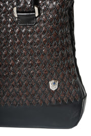 Tardini Woven Full-Grain Calfskin-Aligator Leather Vertical Briefcase Tote