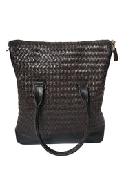 Tardini Woven Full-Grain Calfskin-Aligator Leather Vertical Briefcase Tote