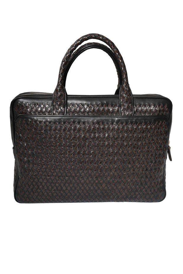 Tardini Woven Full-Grain Calfskin-Alligator Leather Briefcase Bag