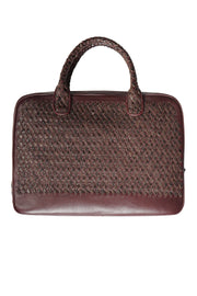 Tardini Woven Full-Grain Calfskin-Alligator Leather Briefcase Bag