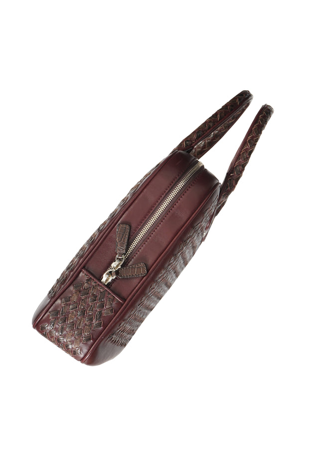 Tardini Woven Full-Grain Calfskin-Alligator Leather Briefcase Bag