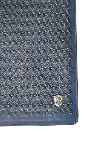 Tardini Woven Full-Grain Calfskin-Alligator Leather Business Tote Bag