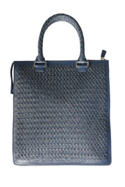 Tardini Woven Full-Grain Calfskin-Alligator Leather Business Tote Bag