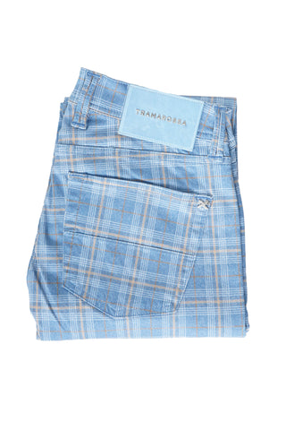 Tramarossa Sky Blue Checked Cotton Pants