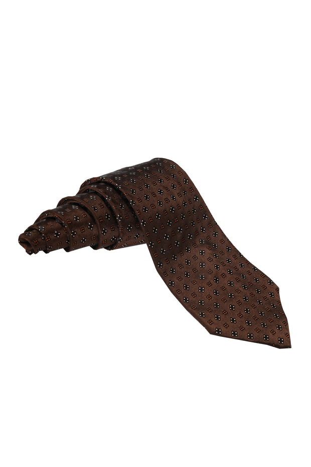 Trussardi Geometric Micro-Pattern Silk Tie