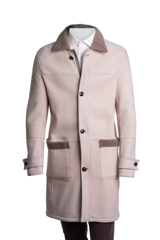 Beige coat with brown accents on a white background