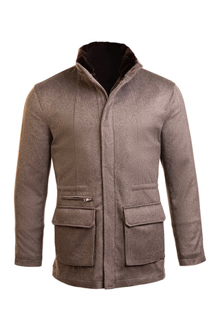 Kired by Kiton KONE Virgin Wool-Nylon Overcoat w/ Mink Fur Lining