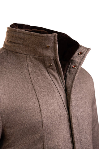 Kired by Kiton KONE Virgin Wool-Nylon Overcoat w/ Mink Fur Lining