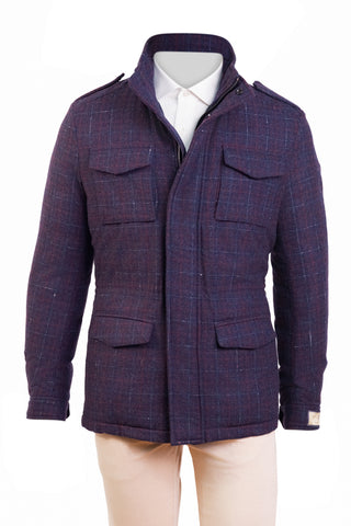 Carlo Barbera Meru Plaid Cashmere Jacket w/ Removable Trim