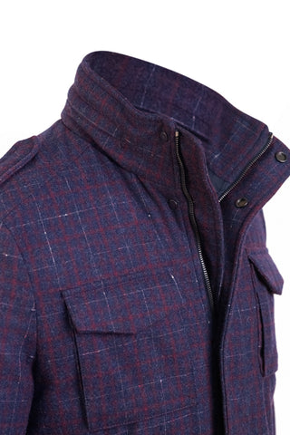 Carlo Barbera Meru Plaid Cashmere Jacket w/ Removable Trim
