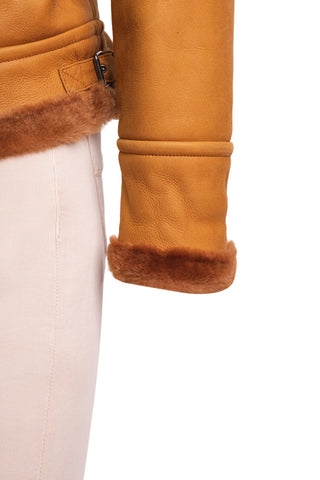 Hettabretz Leather Belted Shearling Overcoat