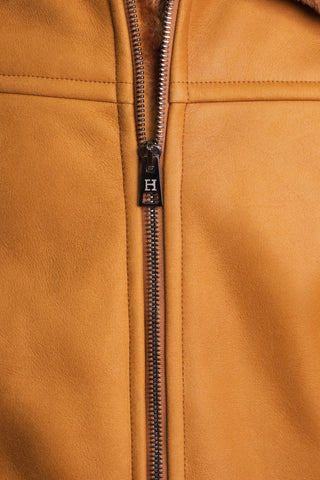 Hettabretz Leather Belted Shearling Overcoat