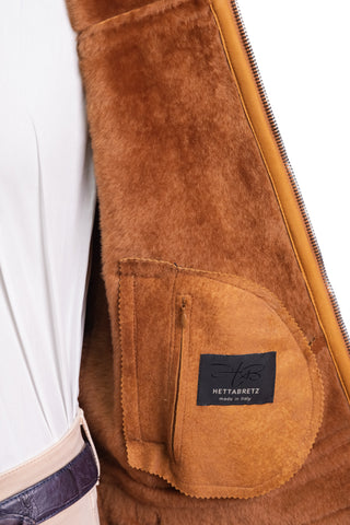 Hettabretz Leather Belted Shearling Overcoat