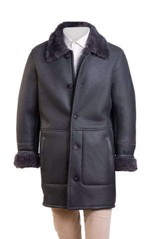 Hettabretz Leather Curly Shearling Overcoat