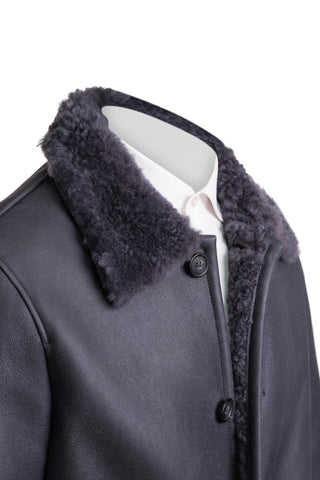 Hettabretz Leather Curly Shearling Overcoat