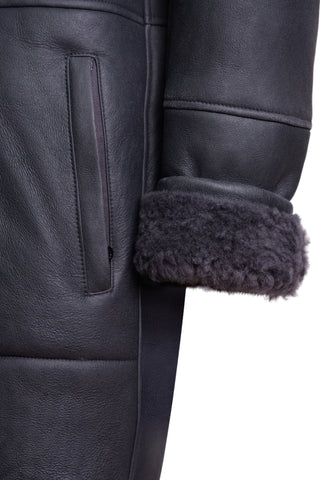 Hettabretz Leather Curly Shearling Overcoat