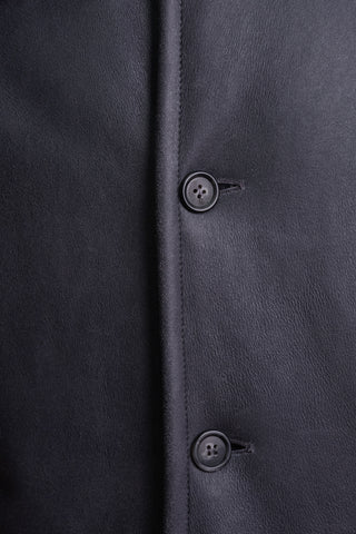 Hettabretz Leather Curly Shearling Overcoat