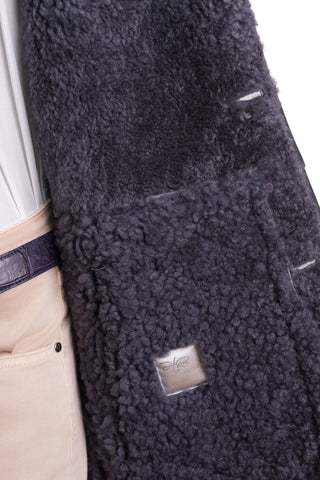 Hettabretz Leather Curly Shearling Overcoat