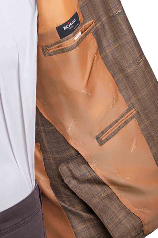 Kiton Windowpane Cashmere-Linen-Silk Sport Jacket