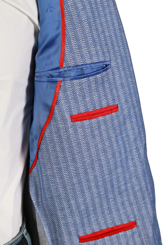 Isaia Blue Striped Pattern Cotton Sport Jacket