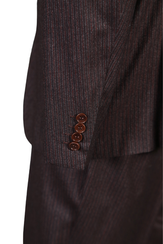 Kiton Dark-Brown Striped Wool Suit