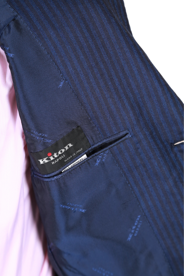 Kiton Dark-Blue Striped Cashmere Sport Jacket