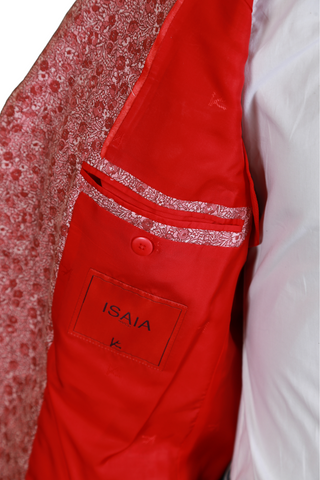 Isaia Red Windowpane Sport Jacket