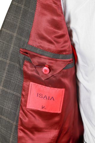 Isaia Dark-Grey Plaid Wool Suit