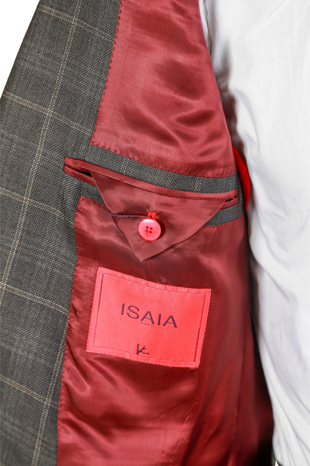Isaia Brown Plaid Wool Suit