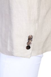 Kiton Cream Herringbone Linen-Wool Sport Jacket