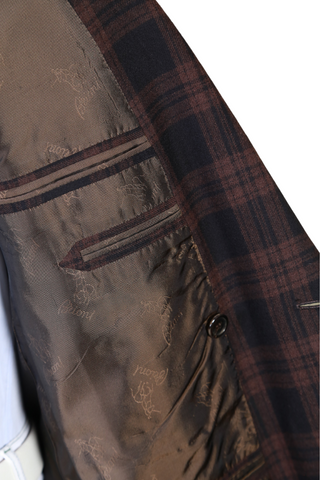 Brioni Double Breasted Plaid Wool Sport Jacket