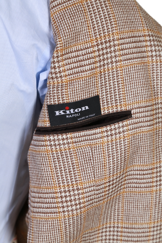 Kiton Beige Checked Cashmere Sport Jacket