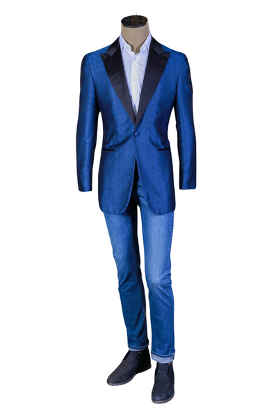 Stefano Ricci Blue Patern Silk Tuxedo