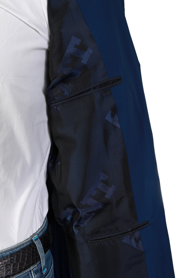Kiton Blue Solid Nylon Sport Jacket