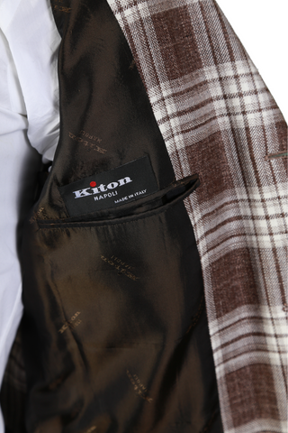 Kiton Brown/ White Checked Jacket