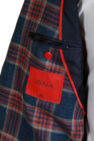Isaia Dark-Blue Multicolored Checked Sport Jacket