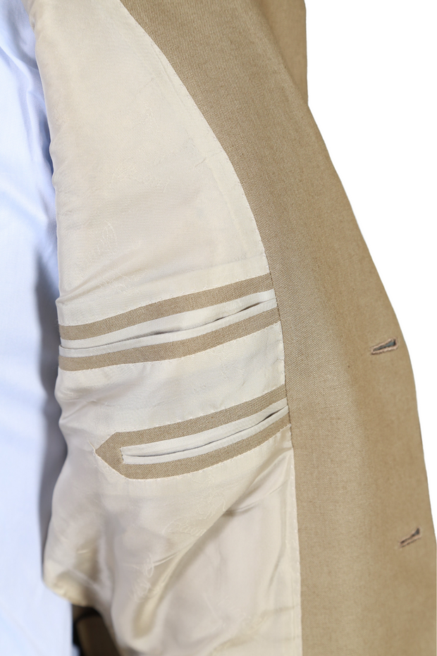 Brioni Beige Solid Linen Suit