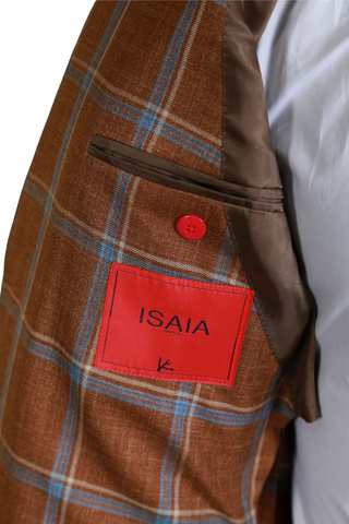 Isaia Rust Checked Sport Jacket