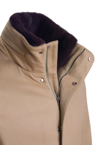 Kired by Kiton MUTP Cashmere Goose Down Overcoat w/ Fur Trim Collar