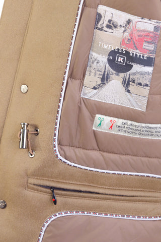 Kired by Kiton MUTP Cashmere Goose Down Overcoat w/ Fur Trim Collar