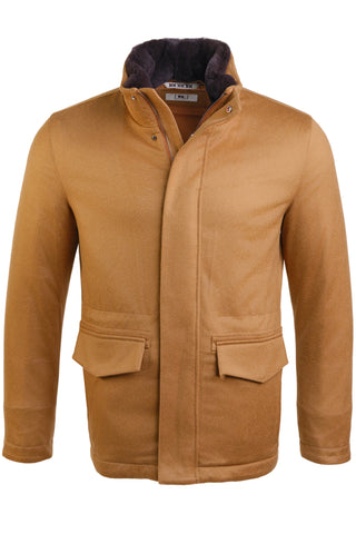 Kired by Kiton MUTP Cashmere Goose Down Overcoat w/ Fur Trim Collar